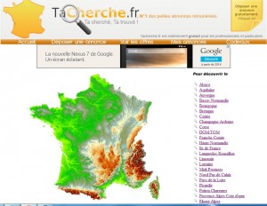 Capture d'écran du site de petites annonces rémunérées TaCherhce.fr